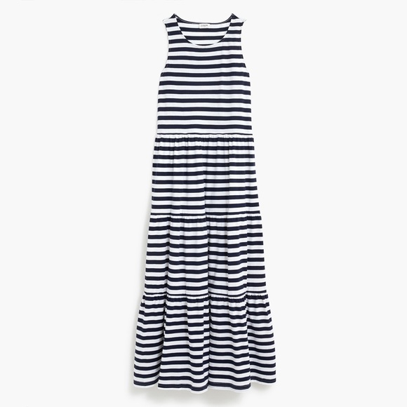 J. Crew Factory Dresses J Crew Factory Navy White Striped Tiered